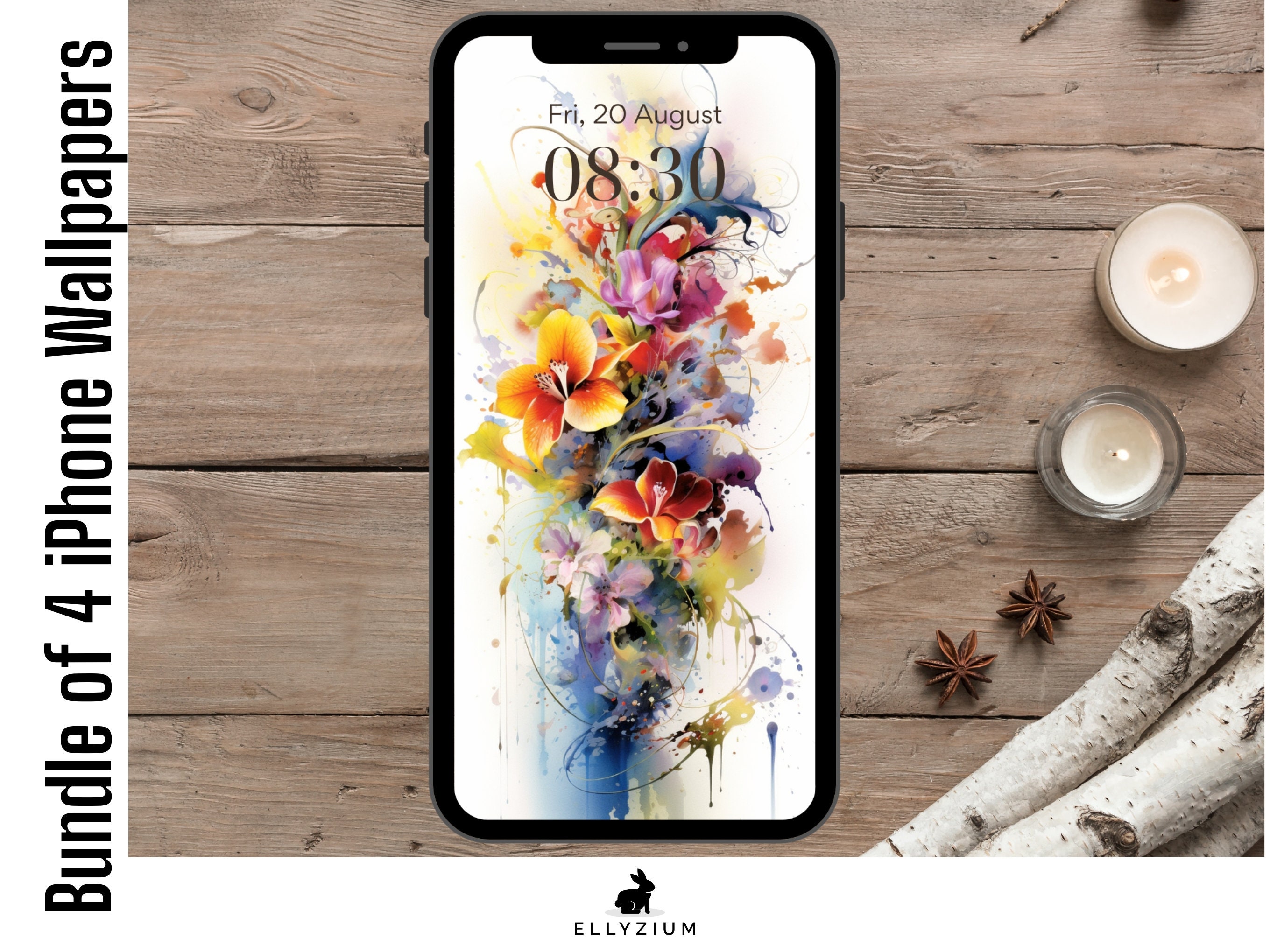 IPhone Wallpaper Minimalist Watercolor iPhone Wallpaper Bundle of