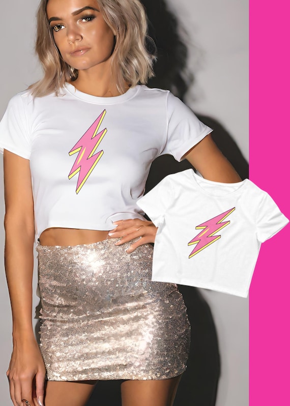 Cute Crop Top Y2K Baby Tee Lightning Shirt 90s Crop Tee Pink Lightning Fitted Shirt Belly Free Shirt for It Girl Trending Baby Tee Outfit 00 Etsy