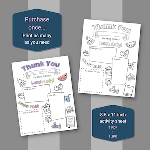 Thank You Lunch Lady Activity Sheet, Teacher Appreciation, Back to School, Coloring Sheet, Thank ...