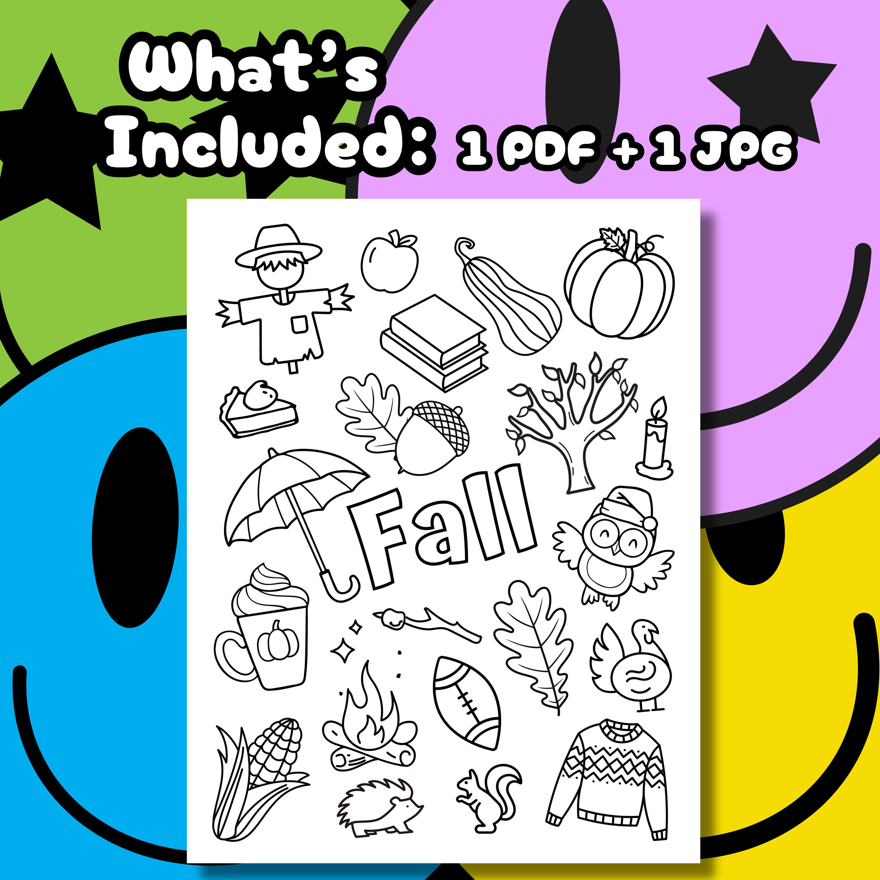 Simple Fall Coloring Craft Printable Fall Coloring Page for Kids – Easy and Fun Autumn Crafts - Etsy