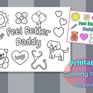 Feel Better Daddy, wracaj do zdrowia, prezent dla taty, uspokajająca aktywność, arkusz aktywności, kolorowanka, kolorowanka dla dzieci, karta wizyty w szpitalu
