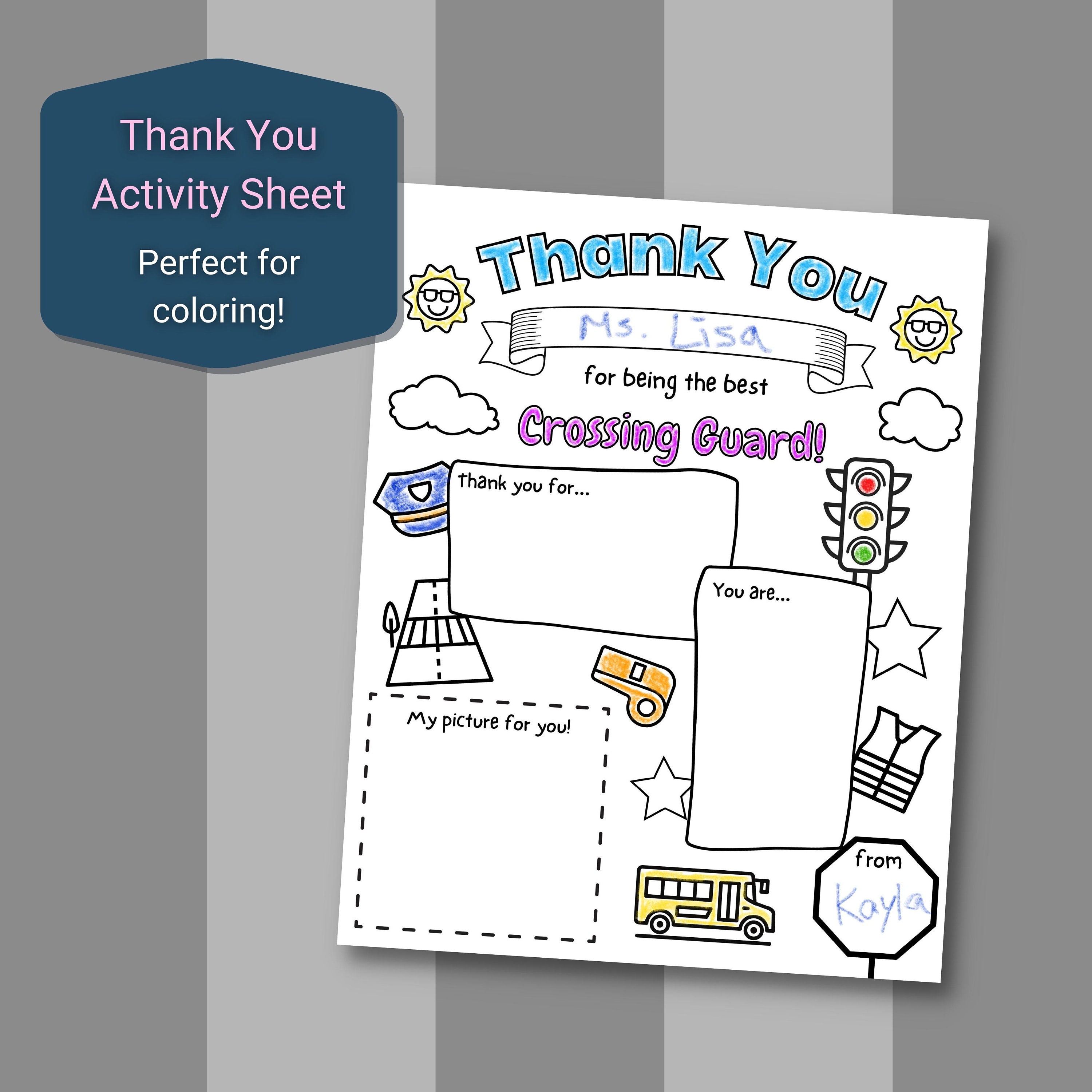 Thank You Crossing Guard Activity Sheet, Teacher Appreciation, Back to ...