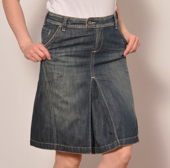 Taille 6 Jupe Godet bleue troite ligne A Jupe vas e taille
