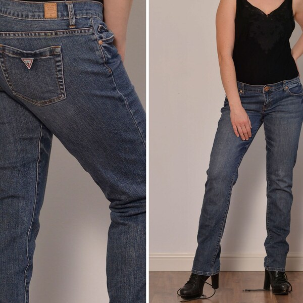 Vintage High Waist Dark Wash Tapered Jeans - W34 L32 main image 1