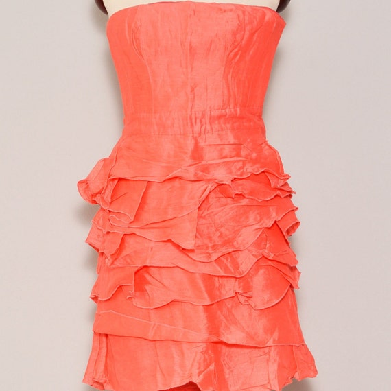 Size 2 | Linen Silk Blend Coral Reiss Prom Dress … - image 2