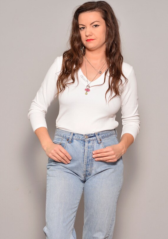 Cotton Blouse Long Sleeve Top White 