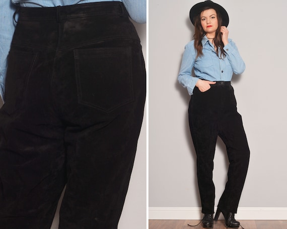 Tapered Suede Motocycle Pants | Plus Size Black Le