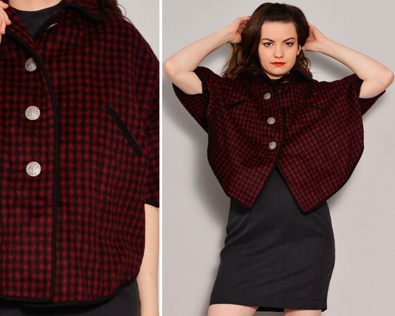 Red Buffalo Plaid Cape | Traditional Tyrol Poncho