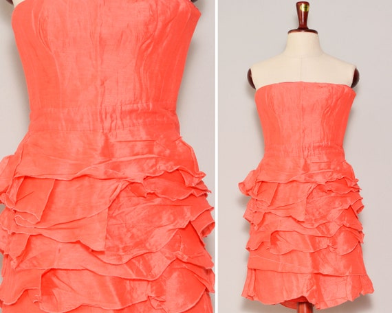Size 2 | Linen Silk Blend Coral Reiss Prom Dress … - image 1