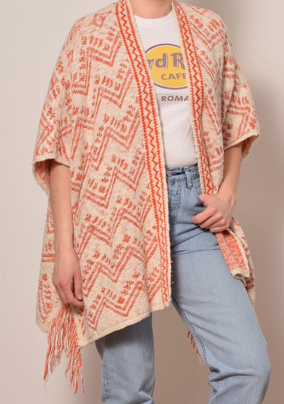 One Size | Orange White Zig Zag Poncho | One Size… - image 3