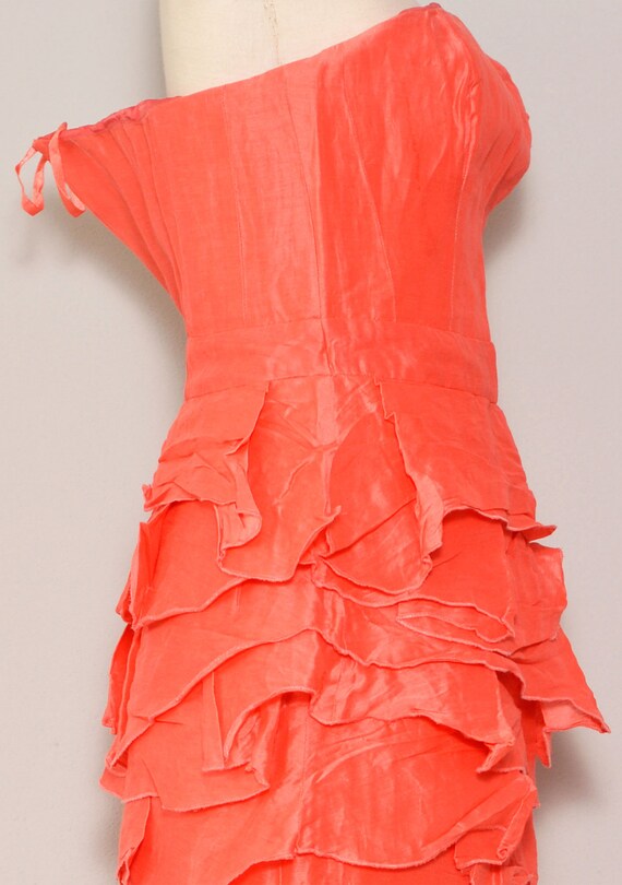 Size 2 | Linen Silk Blend Coral Reiss Prom Dress … - image 4