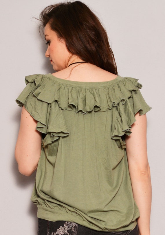 Size 12 | Statement Ruffle Green Bubble Blouse | … - image 7