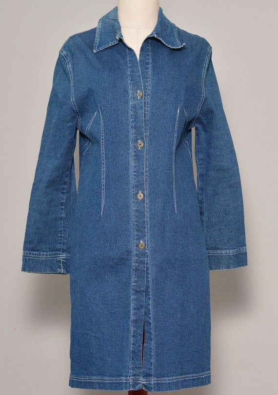 Size 8 10 | Dark Blue Denim Shirtdress | Sexy Sid… - image 6