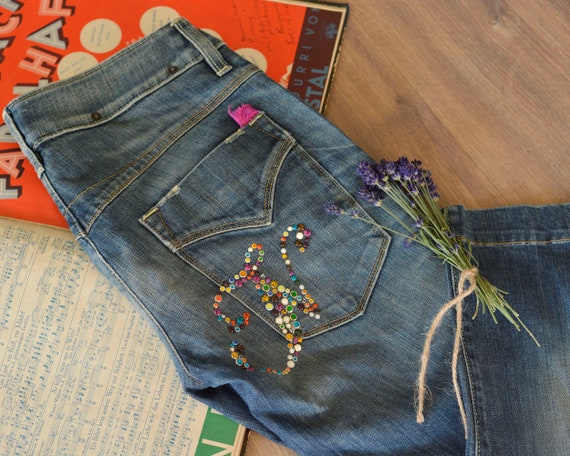 Size 6 - 27 | Colorful Studded Slim Nolita Capri … - image 1