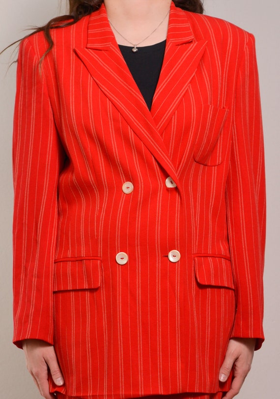 Size 8 to 10 | Hot Red Vintage Mondi Skirt Suit |… - image 6
