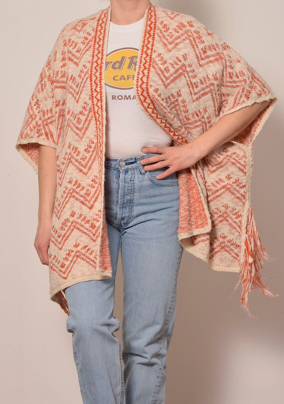 One Size | Orange White Zig Zag Poncho | One Size… - image 2