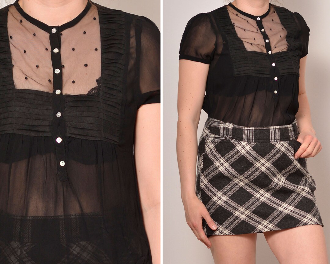 [ 預訂/現貨 📷 ༘ ⋆｡ ˚ ] button-up see through top / 2 colors main image 0