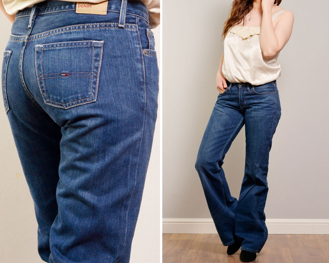 Bell Bottom Dark Wash Jeans 90s Low Rise Denim Bell Bottoms | Etsy
