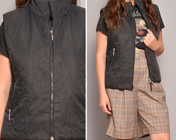 Vintage Black Puffer Vest | Winter Sleeveess Down