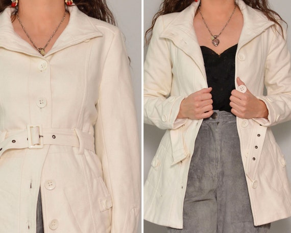 Wool Blend Beige Trench Style Jacket 