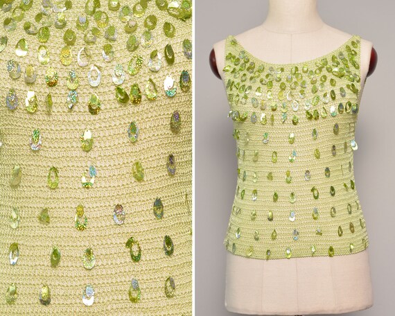 Sequin Crochet Top | Lime Green Sheer Top | Mesh G
