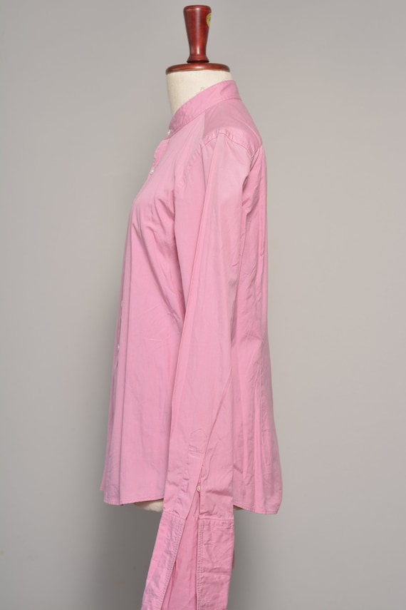 Size 8 | Pink High Neck Vintage Shirt | Long Cuff… - image 4