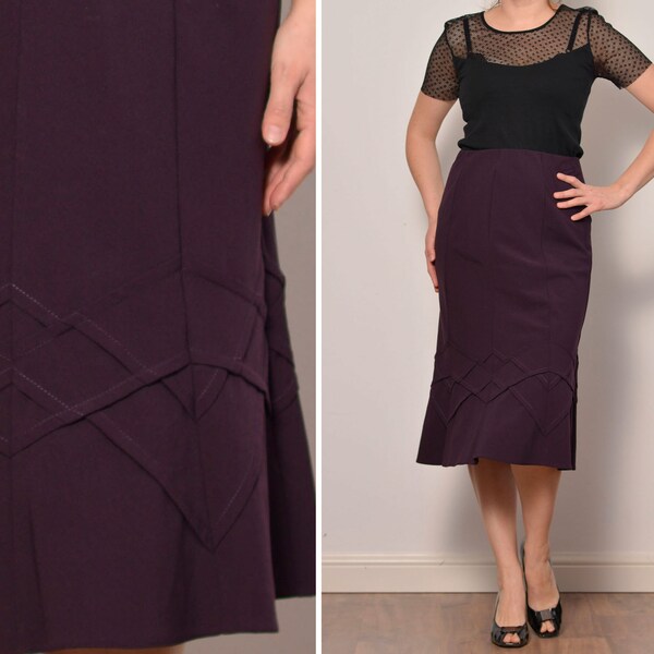 Heavy Knit Trumpet Skirt with Rhinestones Detail