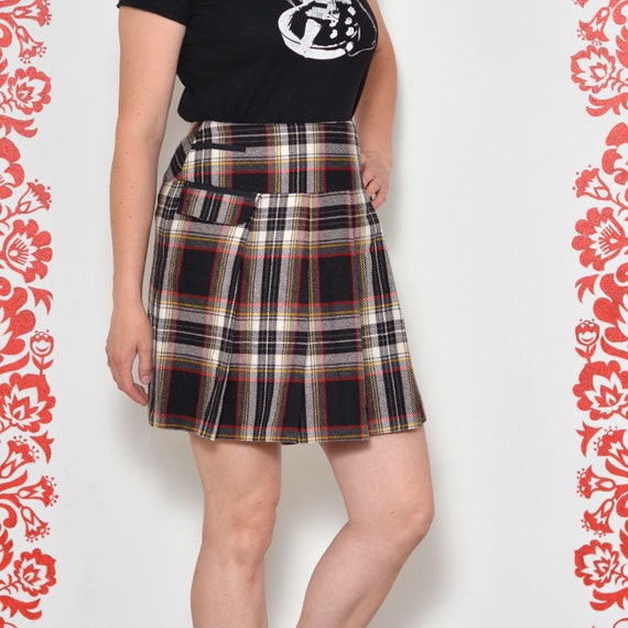 Black and white tartan skater skirt online