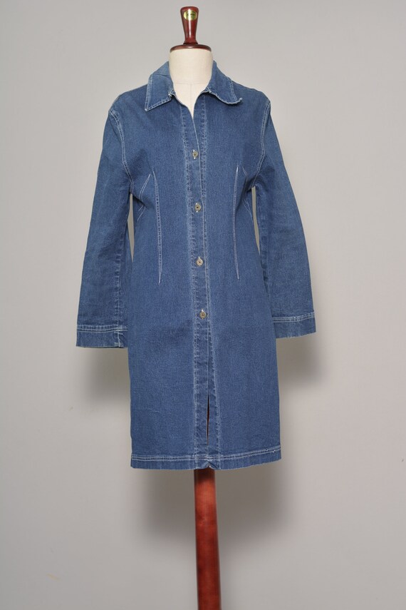 Size 8 10 | Dark Blue Denim Shirtdress | Sexy Sid… - image 2