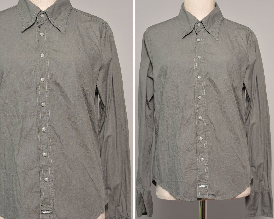 Size 10 Olive Drab Classy Diesel Womans Shirt Grey Green - Etsy