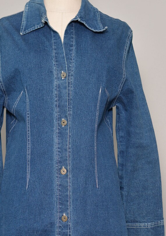 Size 8 10 | Dark Blue Denim Shirtdress | Sexy Sid… - image 7