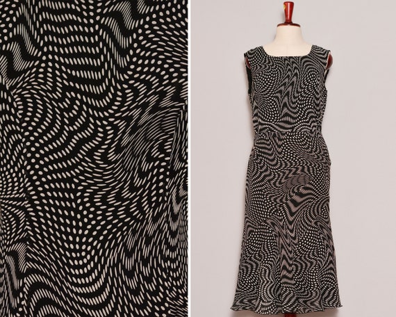 Black White Psychedelic Print Top Skirt Set