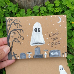 Cartão de felicitações pintado à mão, te amo, amor