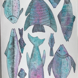 Mindful Fishes - A self paced mini watercolour class with Rae