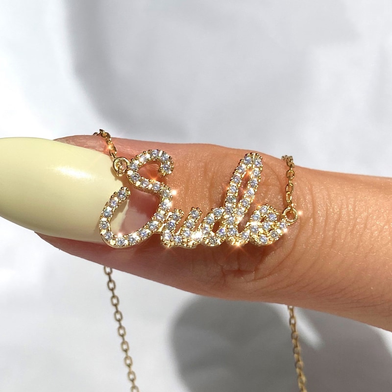 Diamond Name Necklace - Etsy