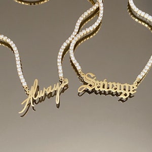 Personalized Tennis Choker, 925 Sterling Silver Necklace, Custom Necklace, Crsytal Tennis Chain, Diamond Necklace, Perfect Gift for Her