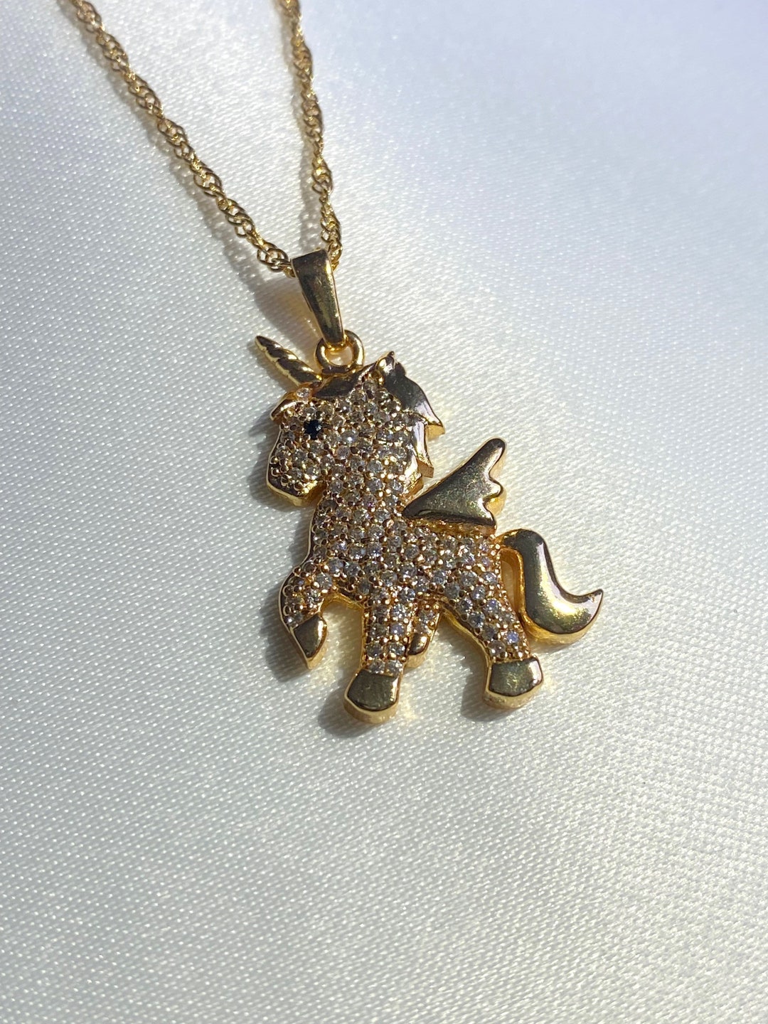 [STONE HENgE] 韓国☆14K Gold☆Unicorn horn cubic Necklace UnicornYellowGoldPendant_600x.