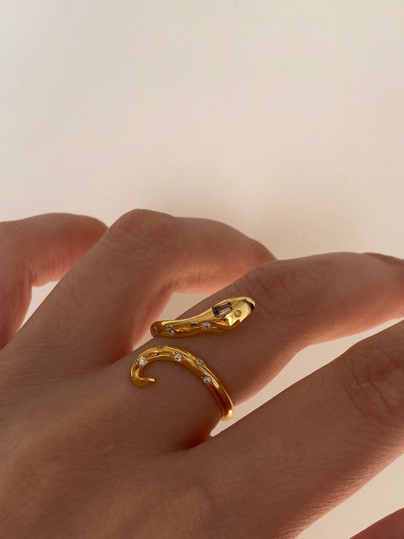 Snake Ring, 925 Sterling Silver Rings, Serpent Ring, 14 Gold