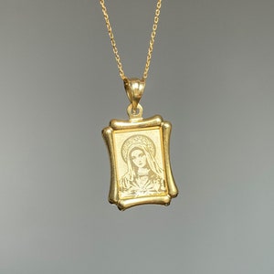 Virgin Mary Necklace, Miraculous Pendant Necklace, 925 Sterling Silver, Mary Medallion Necklace, Religious Necklace, Mother Mary Gift