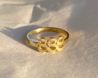 Anillo con número angelical, plata de ley 925, joyería personalizada con número, anillo con número chapado en oro de 14k/oro rosa, 111 222 333 444 555 666 777 888 999