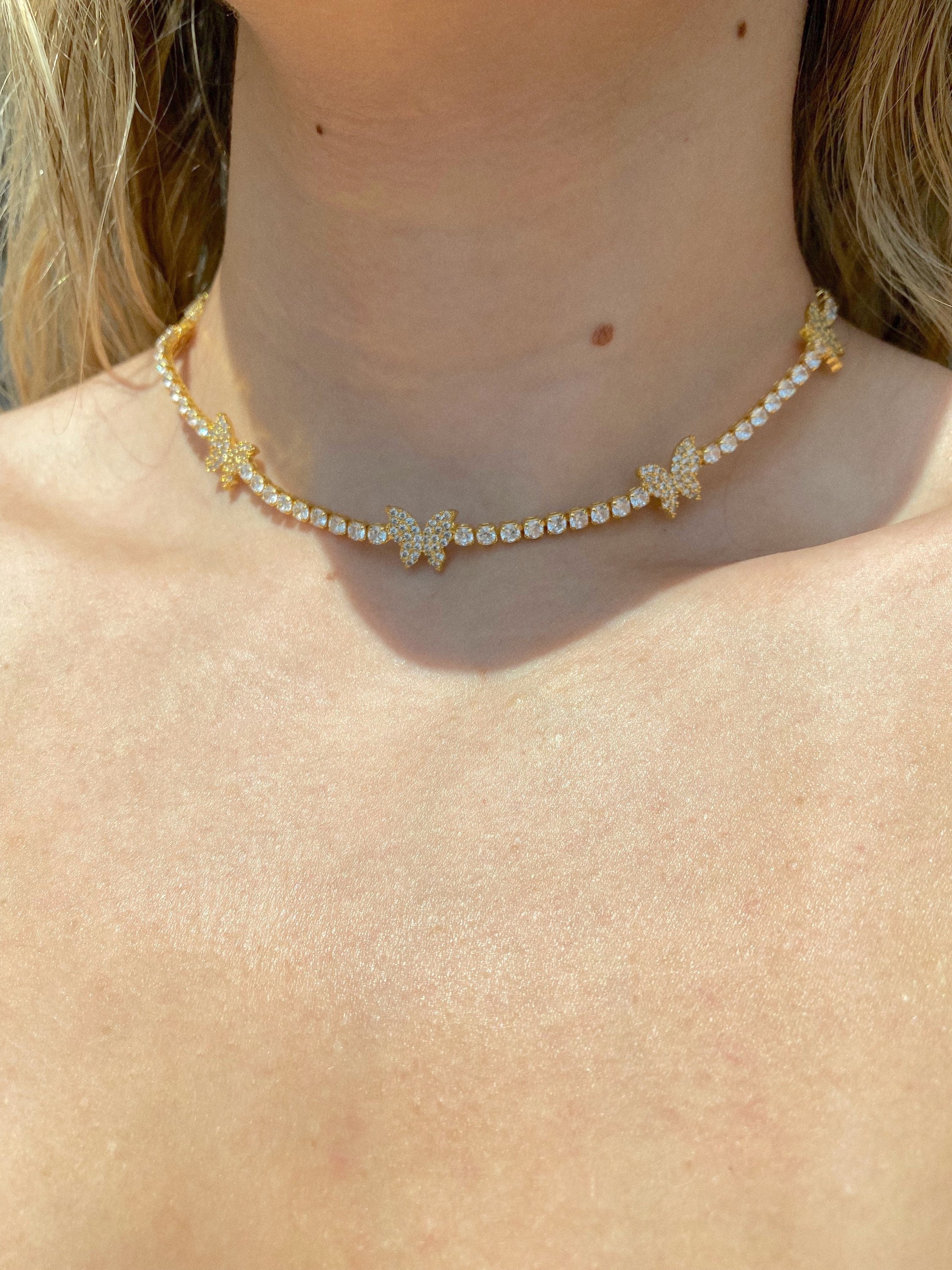 Tennis necklace with butterflies deals