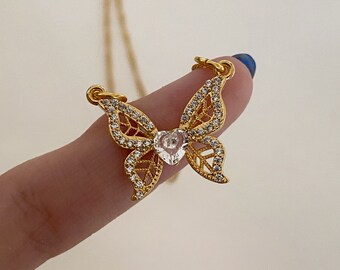 Breloque Papillon Pendentif Plaqué Or 24 Carats - Garantie à Vie - Neuf Avec étiquettes