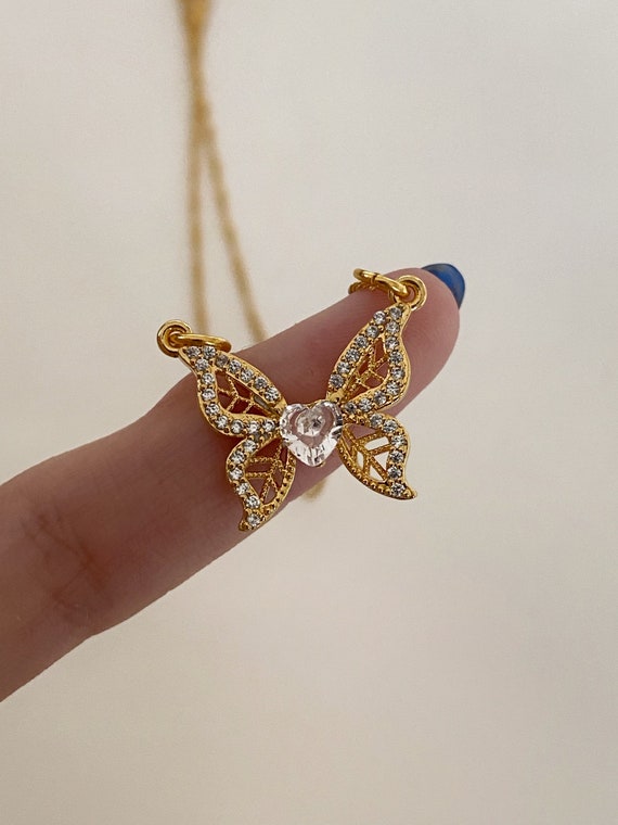 Mariposa Butterfly Necklace Gold Plated Necklace Butterfly