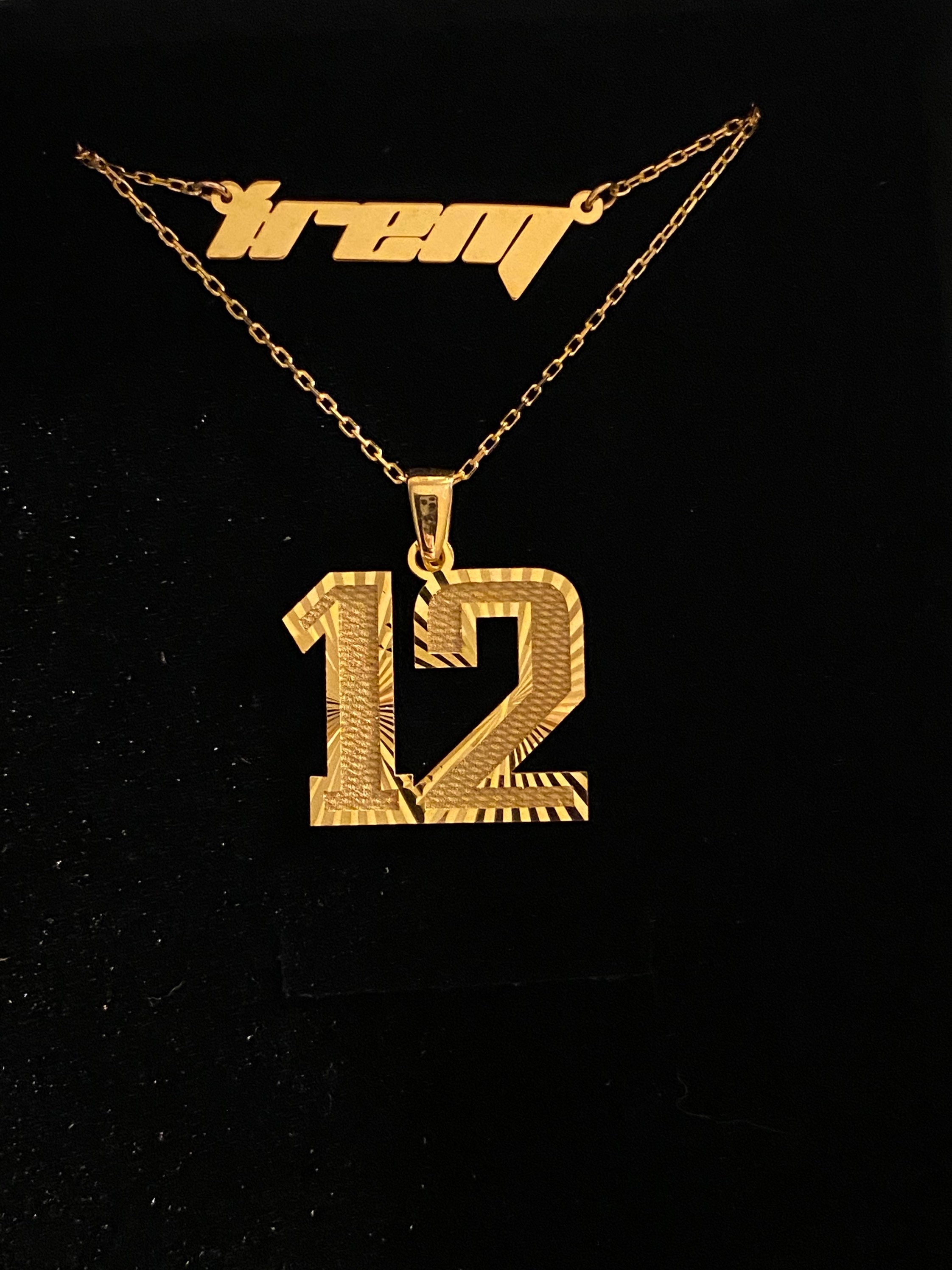 Custom Number / Initial Necklace, 14K Gold Number Pendant