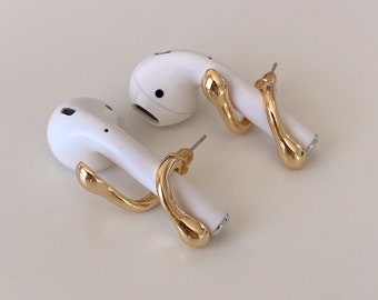 Airpods earrings, Gold plated Airpods holder earrings, Airpod accessories, Airpod jewelry