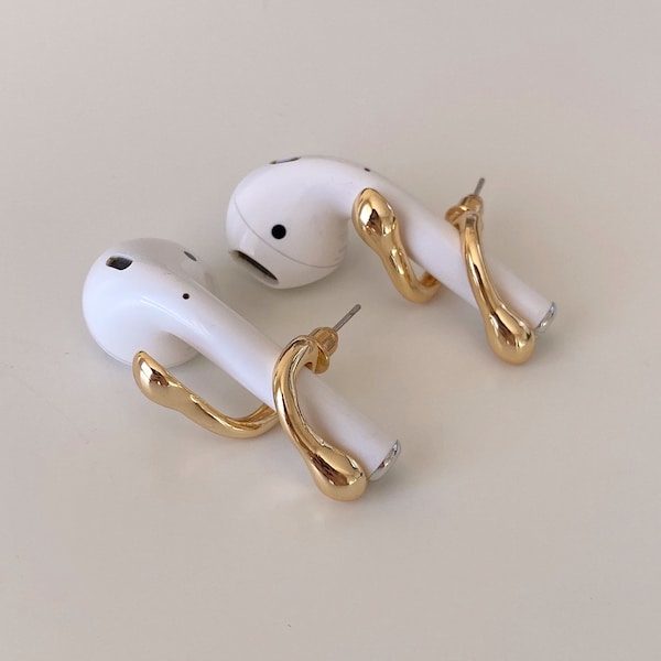 Boucles d'oreilles Airpods, Boucles d'oreilles porte-Airpods en plaqué or, Accessoires Airpods, Bijoux Airpod