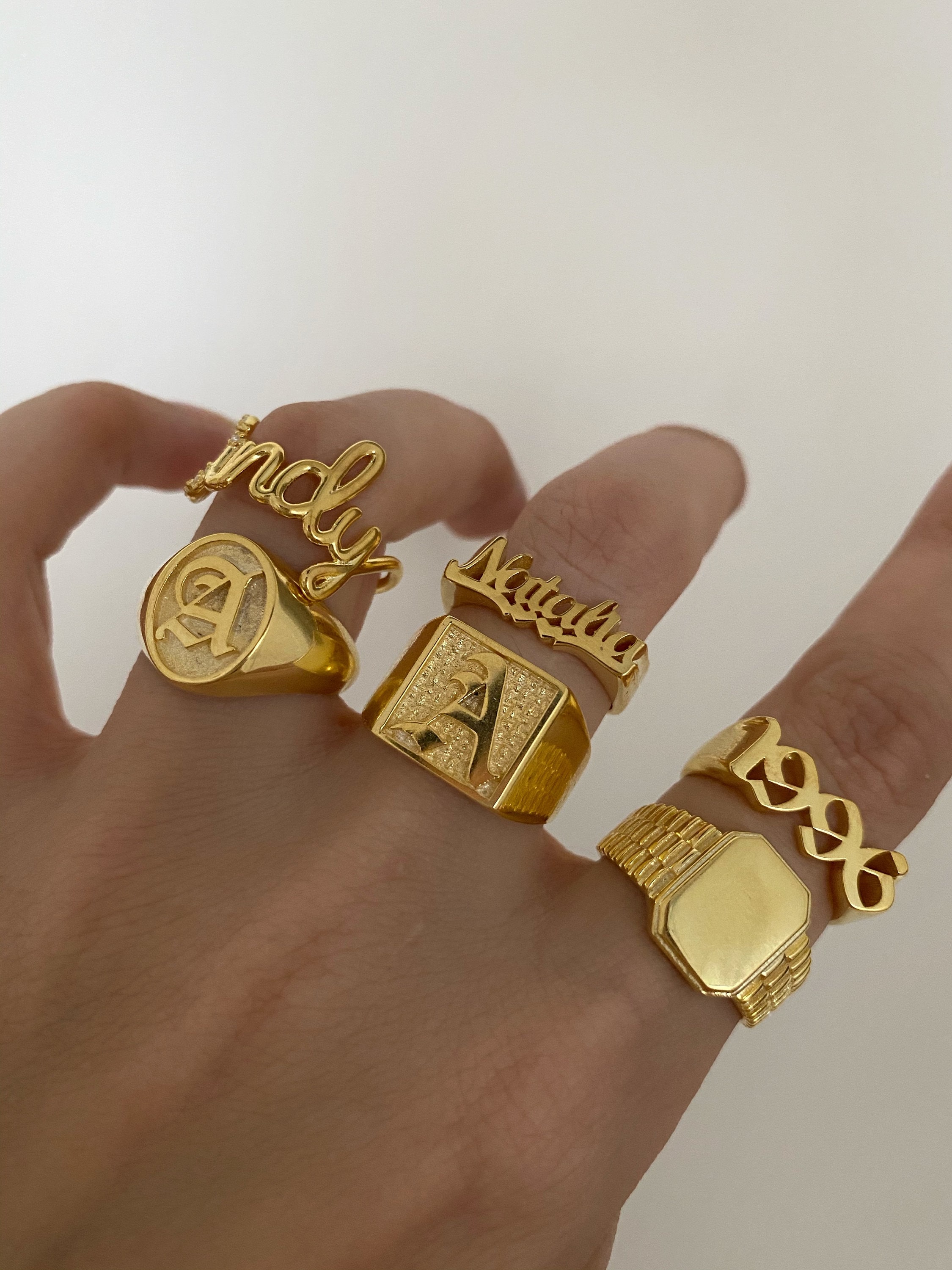 Initial Ring, Custom Name Ring, Personalized Letter Ring, Number Ring ...