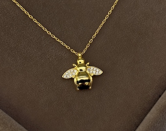 Collar de abeja - Joyería de abejorro, colgante de abeja melífera, regalo para el Día de la Madre, joyería para mujer, dije de abeja, collar de animal, joyería de insecto