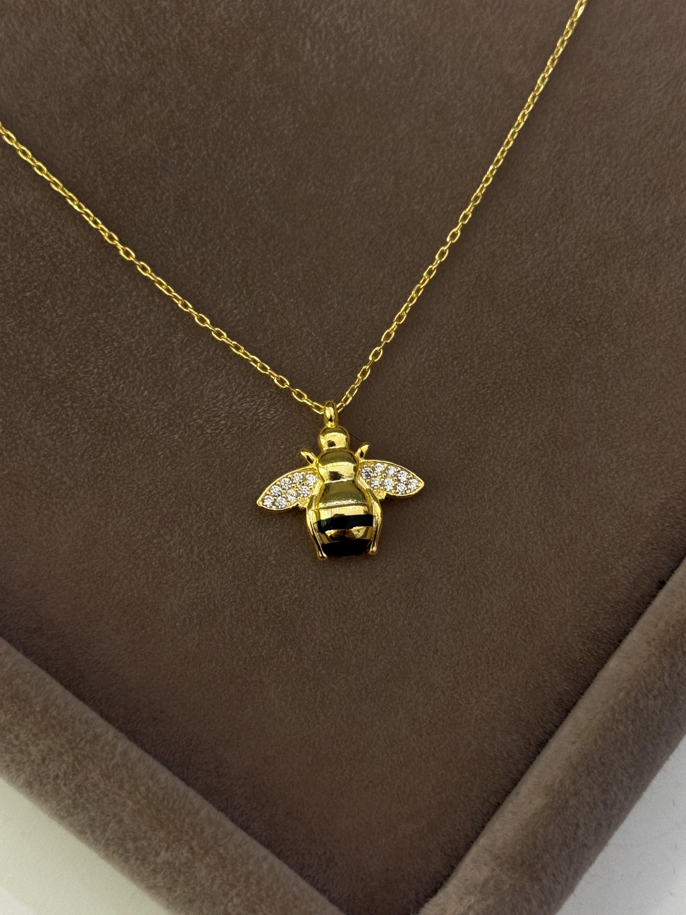 Biene Halskette - Bumble Bee Schmuck, Honig Biene Anhänger, Muttertagsgeschenk, Schmuck für Frauen, Biene Charme, Tier Halskette, Käfer Schmuck