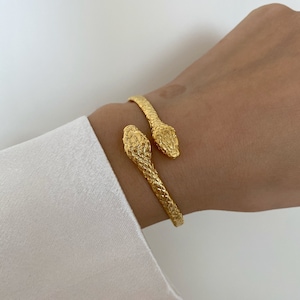 Snake Bracelet, Gold Plated Bracelet, Serpent Bracelet, 14k Gold Snake, Gift for Her